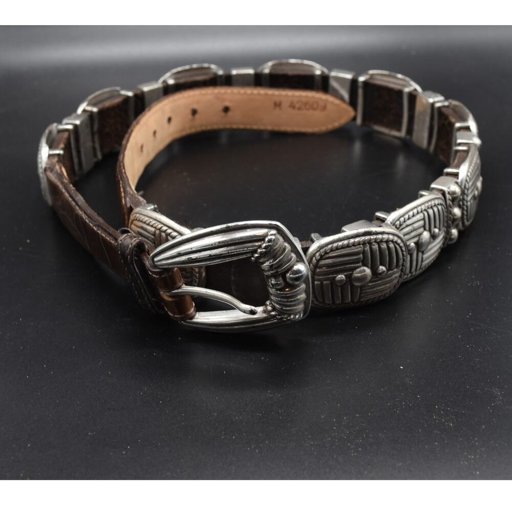 VINTAGE 1995 Brighton Women's Medium (29"-32.5" Waist) Concho Leather Belt VTG